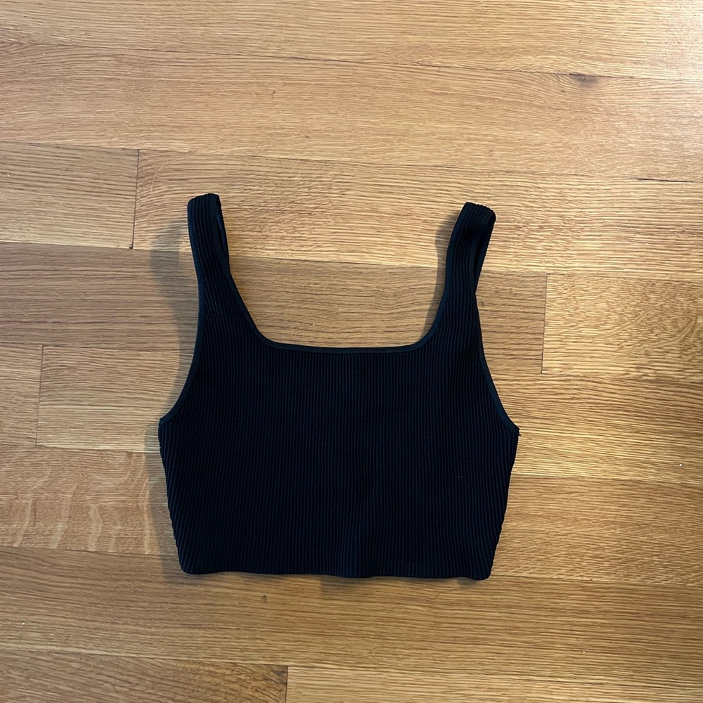 Aritzia Babaton Black Ribbed Tank Top